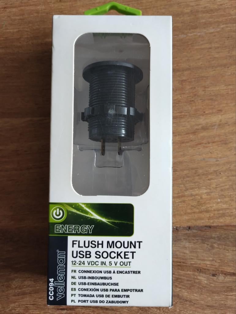Velleman Flush Mount USB Socket 12-24V naar 5V 2.1A, Ophalen of Verzenden, Nieuw, Universele onderdelen