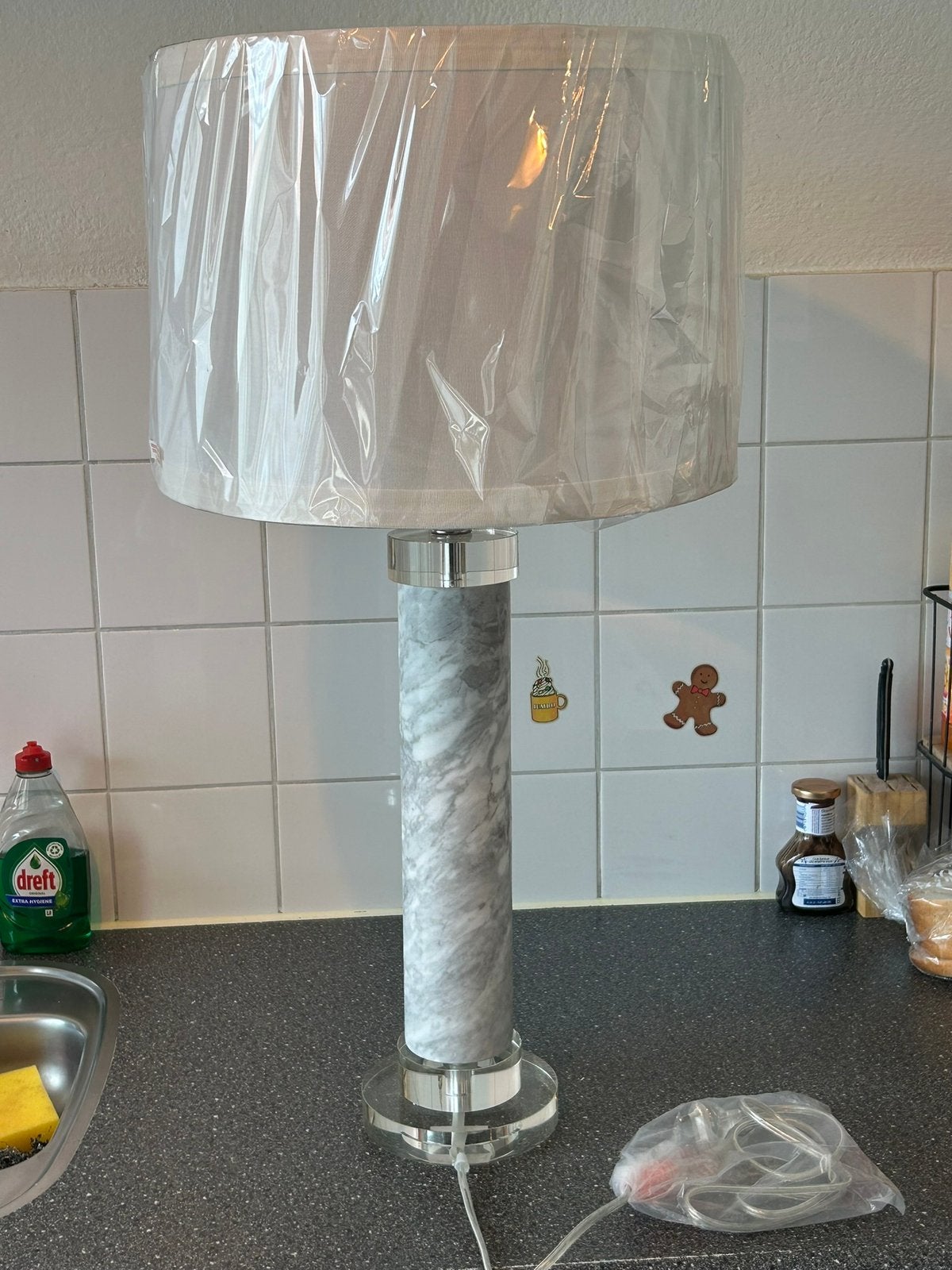 Tafellamp marmer Richmond 73 cm hoog nieuw !, Ophalen of Verzenden, Nieuw