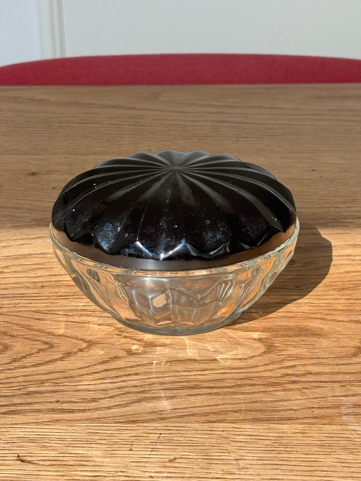 Leerdam Art Deco suikerpotje/dekselpotje met persglas deksel, Ophalen of Verzenden