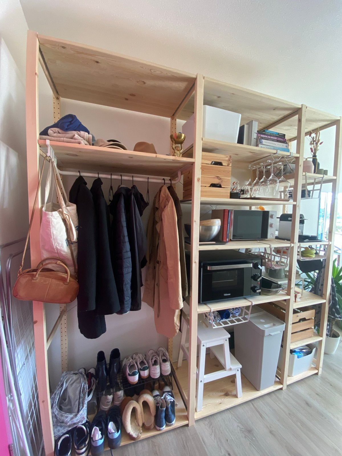 Houten open kledingkast met opbergruimte (IVAR IKEA), Ophalen, Met plank(en), 200 cm of meer, 150 tot 200 cm