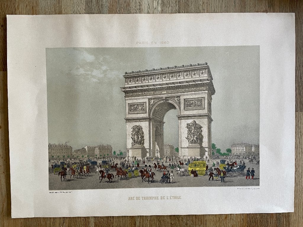 Philippe Benoist, Arc de Triomphe de L'Etoile, 1860, Litho, Genummerd, Ophalen of Verzenden, Landschappen, Lithografie