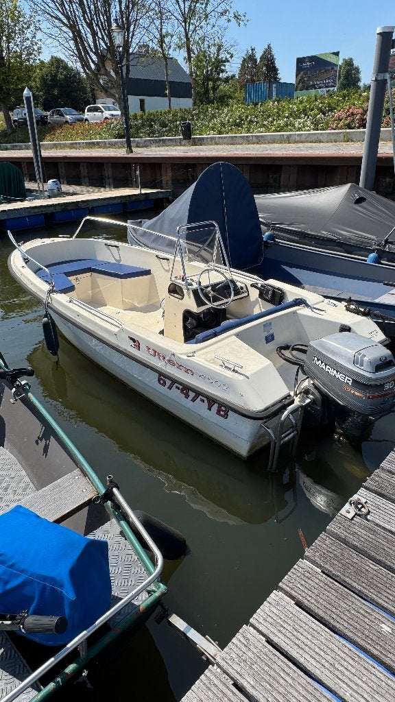 Uttern console boot met 30 pk Mariner 2 takt motor, Ophalen, Gebruikt, 30 pk, Elektrische start