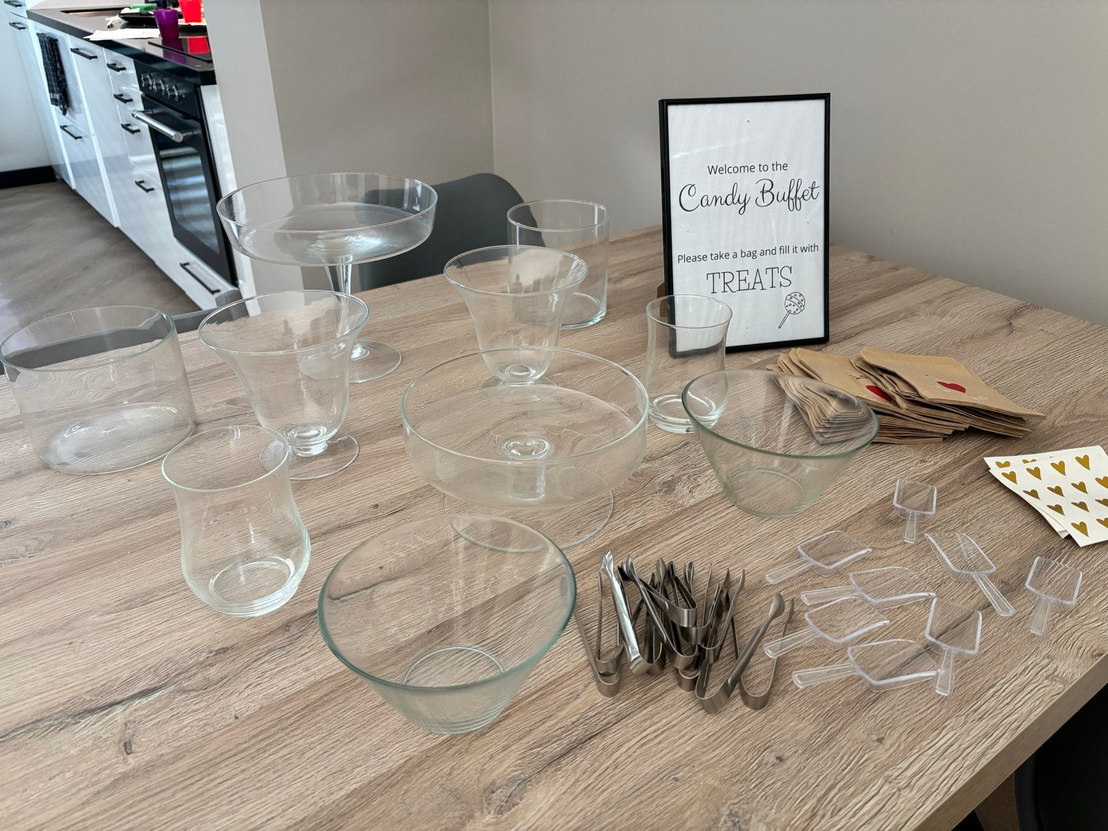 Complete Candy Bar Set - Glaswerk, Tangen, Schepjes & Zakjes, Overige typen, Ophalen, Zo goed als nieuw, Glas