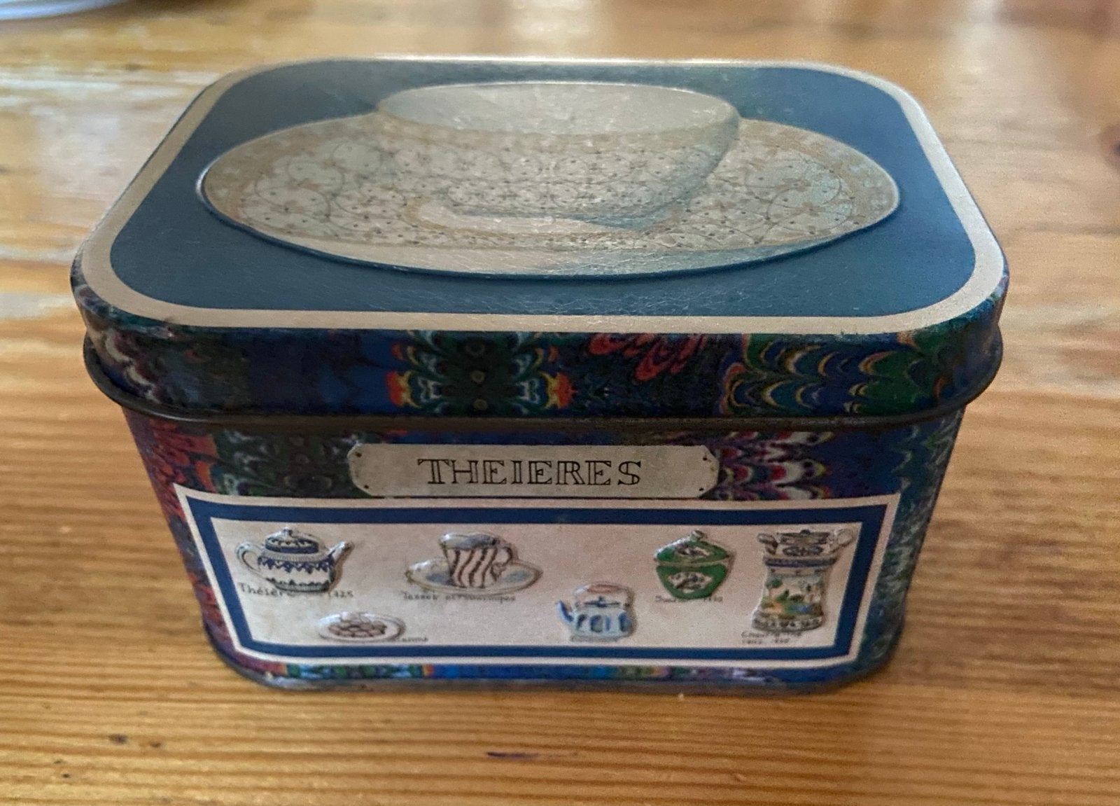 Vintage theedoosje "Theieres" - Decoratieve blikken doos, Ophalen of Verzenden