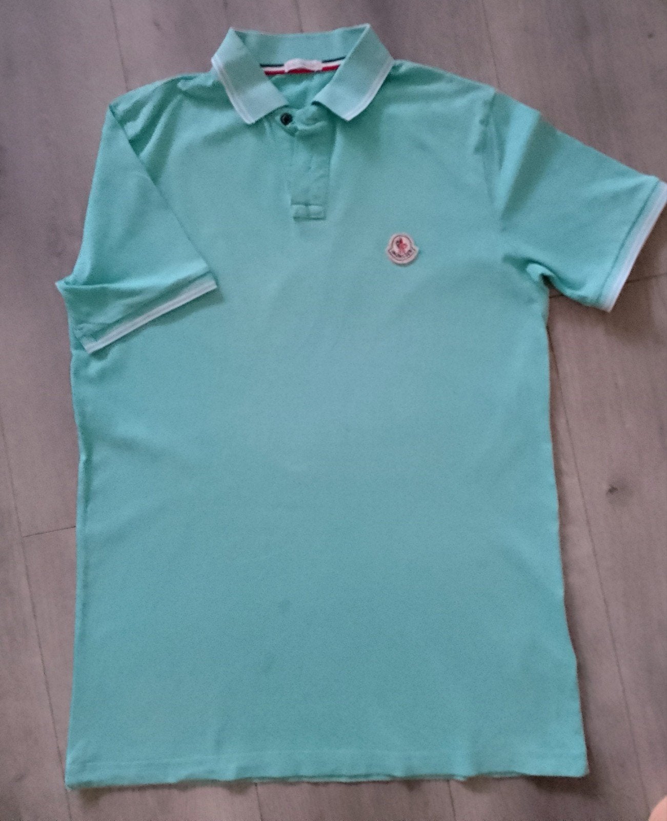 Moncler polo shirt - Lichtblauw - Maat M, Moncler, Ophalen of Verzenden, Gedragen, Maat 48/50 (M)