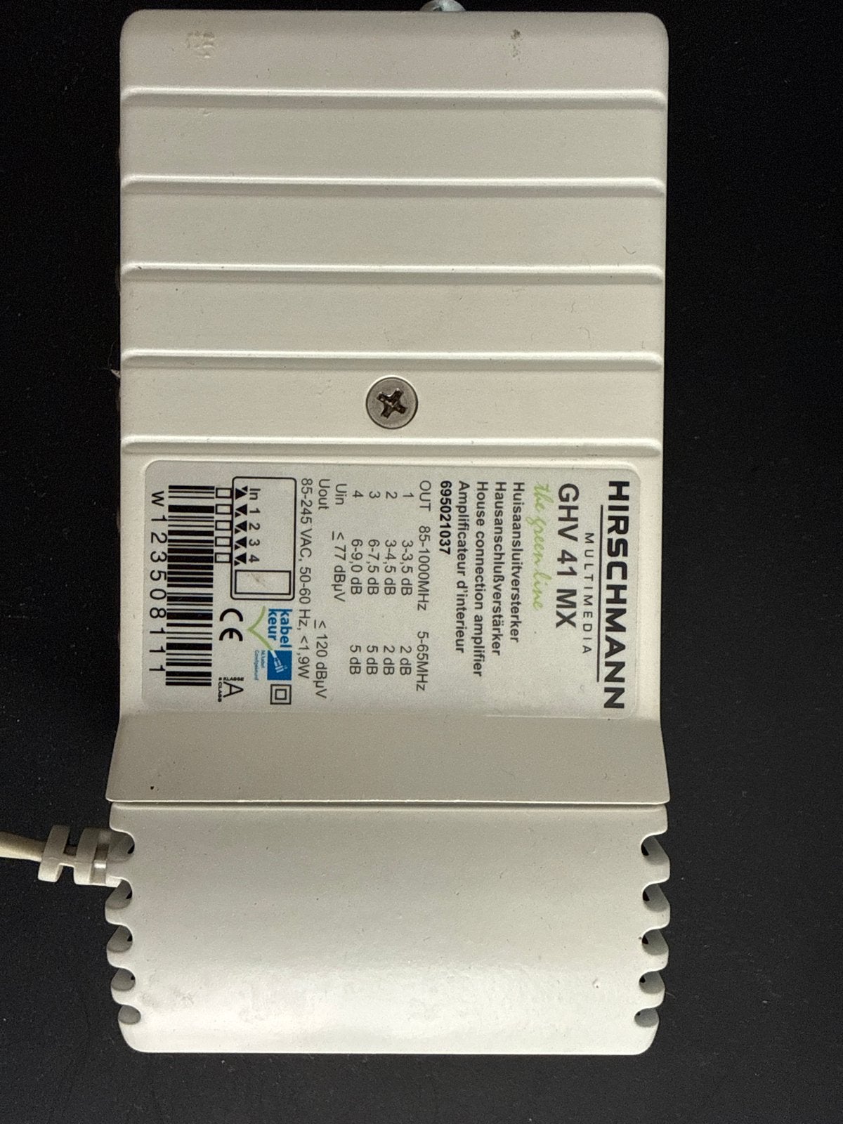 Hirschmann GHV 41 MX Huis aansluitversterker, Ophalen of Verzenden, Gebruikt, Tv-kabel
