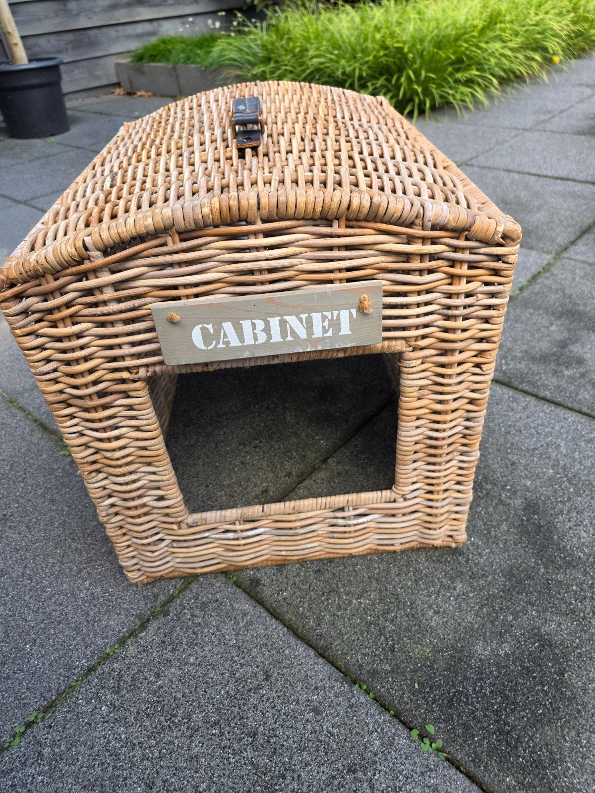 Kap voor over kattenbak rotan, kattenhuis, Ophalen, Zo goed als nieuw