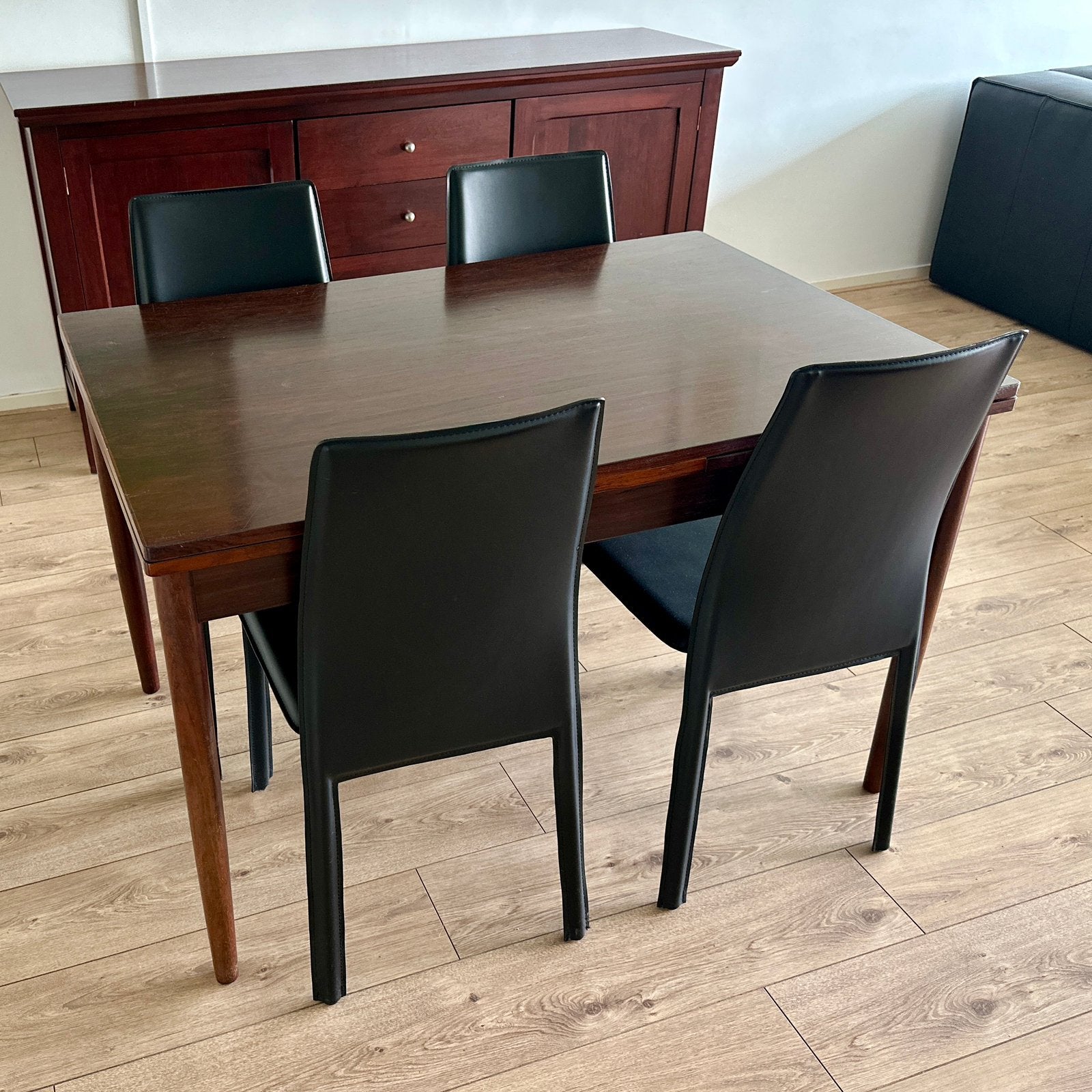 Klassiek vintage kersenhout eettafel, 2 kanten uitschuifbaar, Huis en Inrichting, Ophalen, Gebruikt, 100 tot 150 cm, 50 tot 100 cm