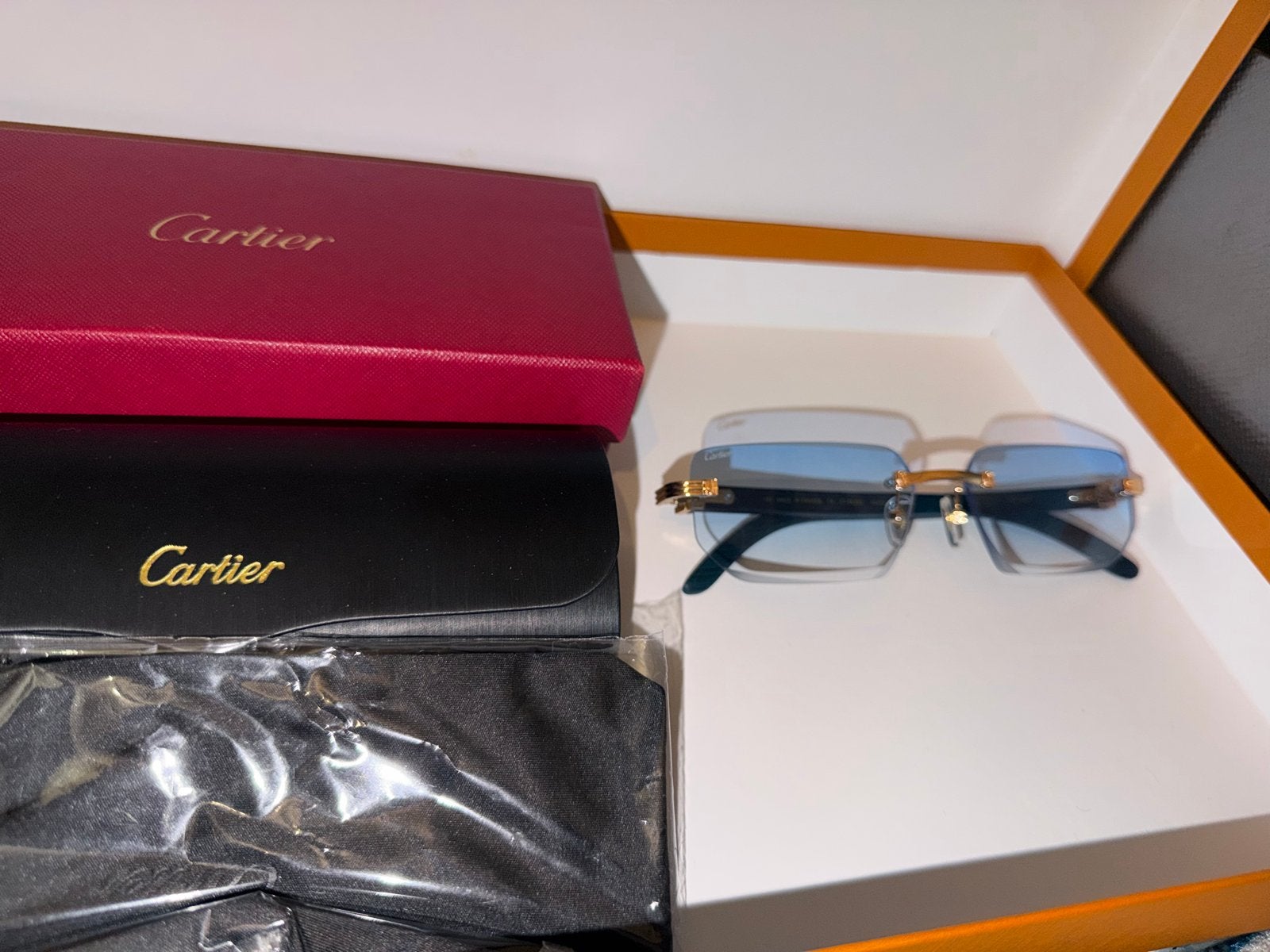 Cartier zonnebril met blauwe glazen, Overige merken, Zonnebril, Blauw, Ophalen of Verzenden