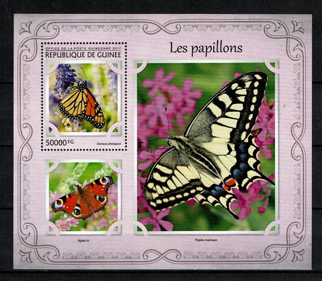 GUINEE 2017 PF BLOK VLINDERS BUTTERFLIES INSECTEN 4, Ophalen of Verzenden, Postfris, Dier of Natuur