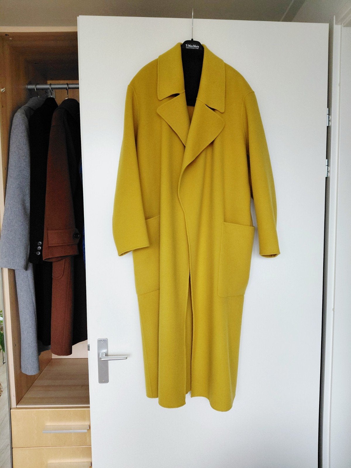 Max Mara wollen mantel L NW799,-, Kleding | Dames, Verzenden, Geel, Zo goed als nieuw, Maat 42/44 (L)