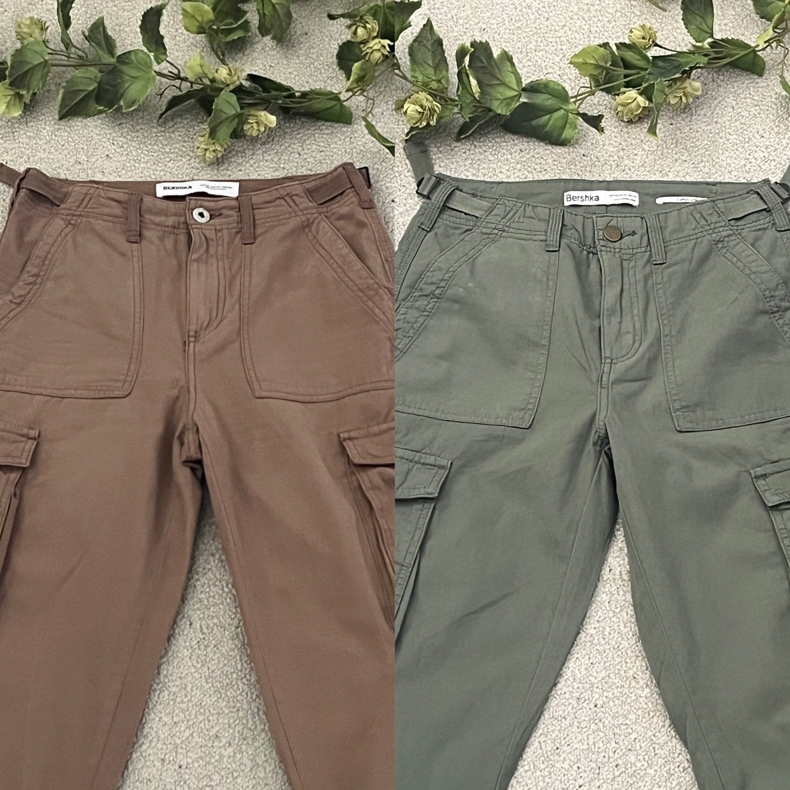 Bershka Cargo Broeken - Set van 2 (Groen & Roze), Ophalen of Verzenden, Zo goed als nieuw, Maat 34 (XS) of kleiner, Lang