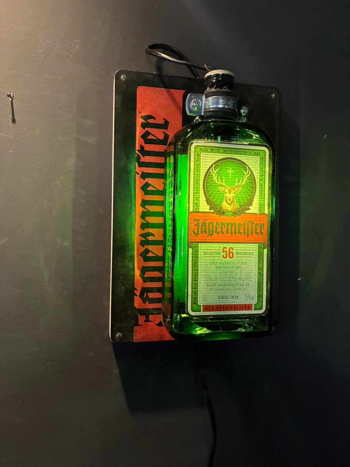 Jägermeister Wandlamp, Huis en Inrichting, Met schakelaar, Nieuw, Wandlamp, Glas