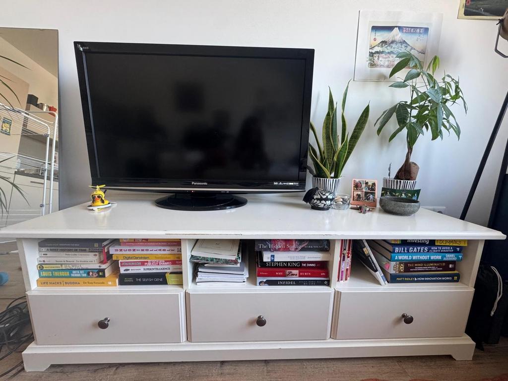 IKEA LIATORP TV-meubel wit - 143x49x45 cm, Ophalen, Gebruikt, 100 tot 150 cm, Minder dan 100 cm