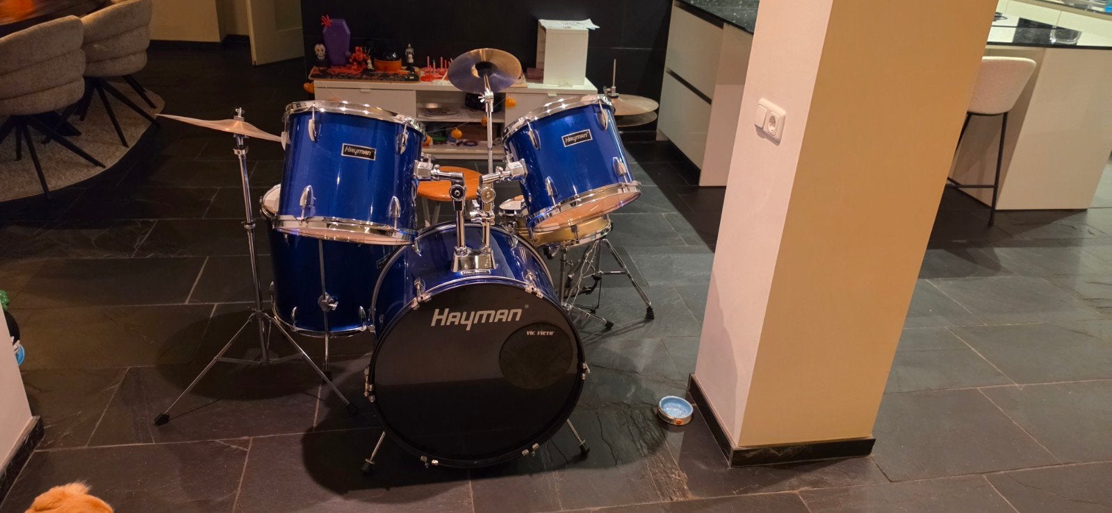 Hayman drumstel - Compleet met bekkens en kruk, Ophalen, Gebruikt, Overige merken