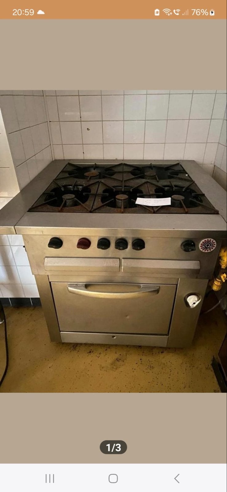 Professioneel 6-pits gasfornuis met oven - RVS, Witgoed en Apparatuur, Fornuizen, Gebruikt, 60 cm of meer, Ophalen of Verzenden