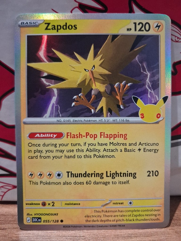 Pokemon Zapdos 30C 055/128 holo, Ophalen of Verzenden, Nieuw, Losse kaart