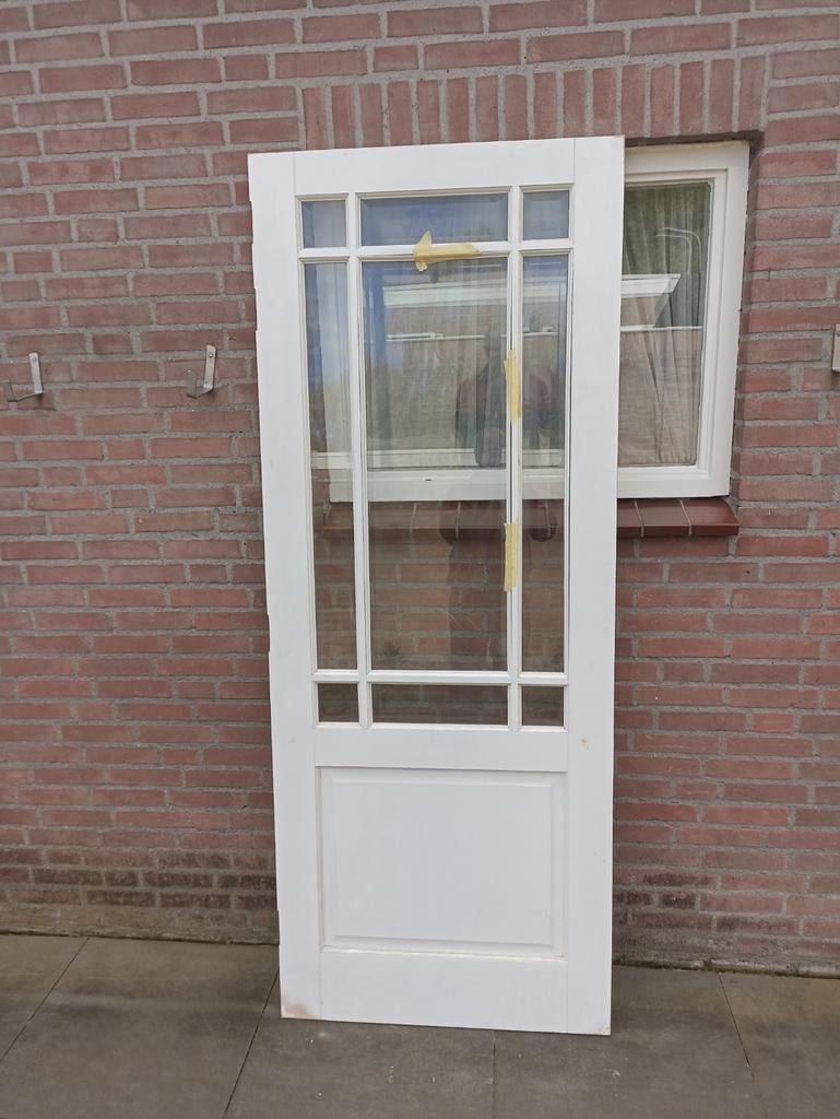 Binnendeur met geslepen glas, Ophalen, 80 tot 100 cm, Binnendeur, Zo goed als nieuw