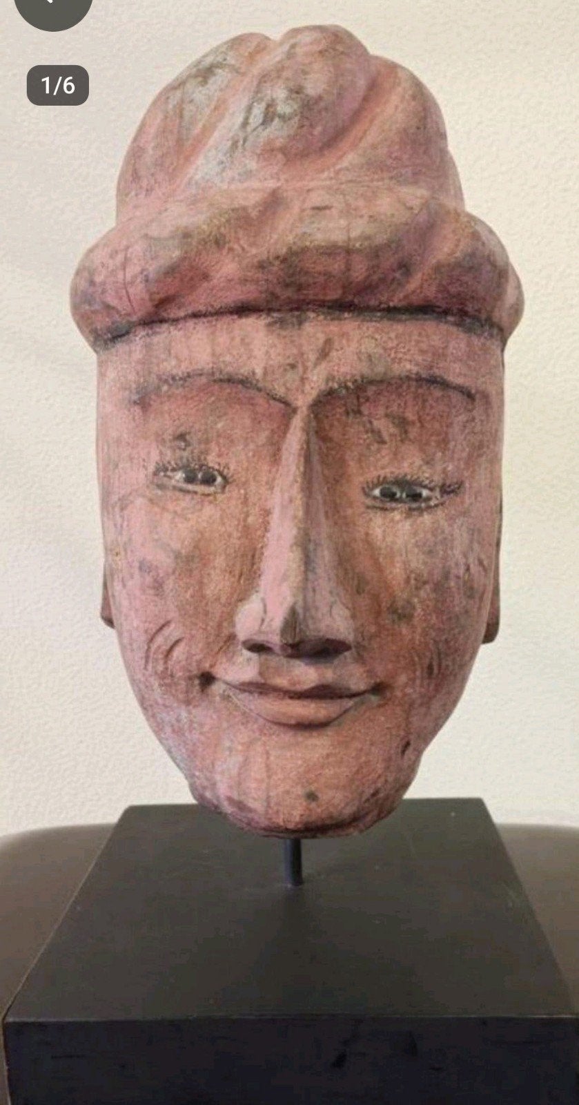 Antiek hout hoofd Birma  boeddha religie, Houtsnijwerk, Ophalen of Verzenden, Handgemaakt, 20 - 50 cm