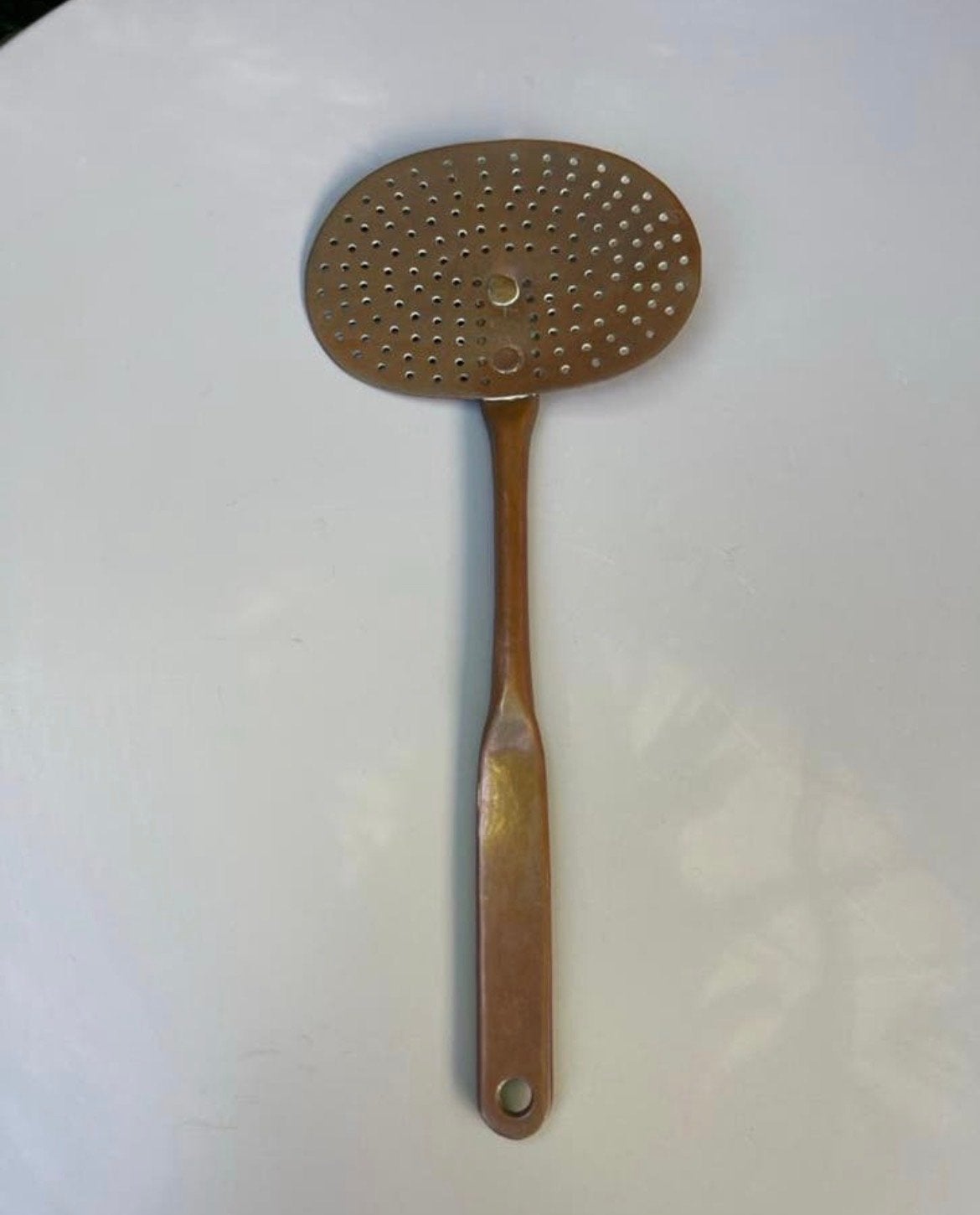Antieke Koperen Schuimspaan - Vintage Keukengerei, Ophalen of Verzenden