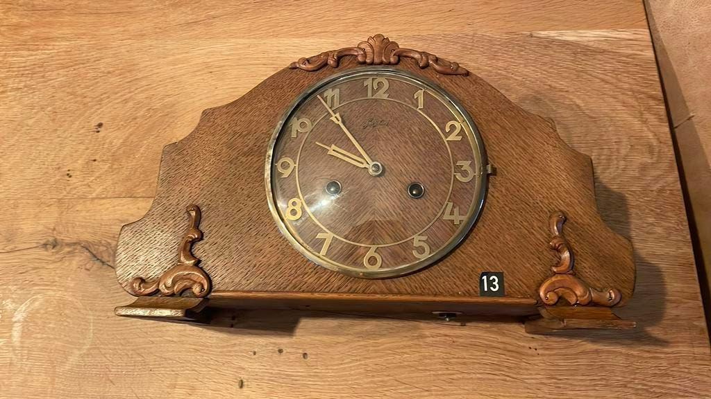 Prachtig oude houten klok, Antiek en Kunst, Ophalen of Verzenden