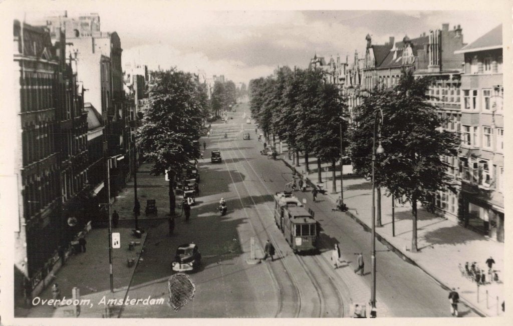 Amsterdam Overtoom met tram M8309, Ophalen, 1940 tot 1960, Ongelopen, Noord-Holland