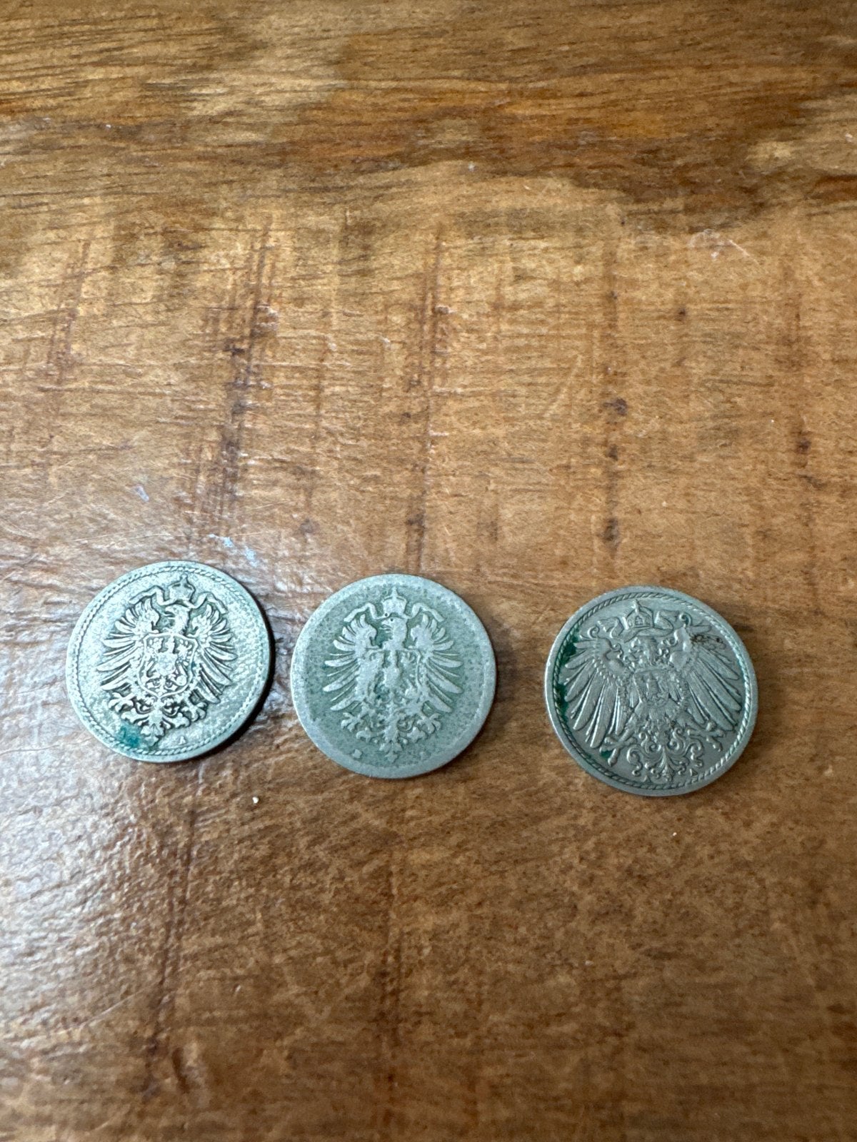 Duitse 5 Pfennig munten uit 1875 - Set van 3, Ophalen of Verzenden, Duitsland, Setje