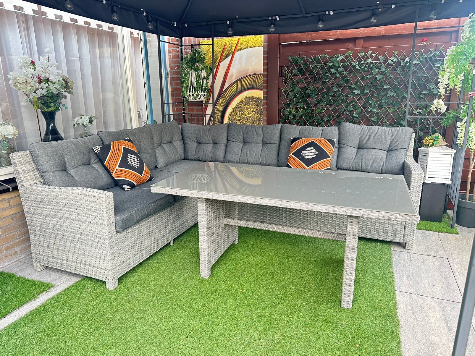 ZGAN Prachtige Dining Loungeset Tuinset‼️, Ophalen, Zo goed als nieuw, Wicker, Bank
