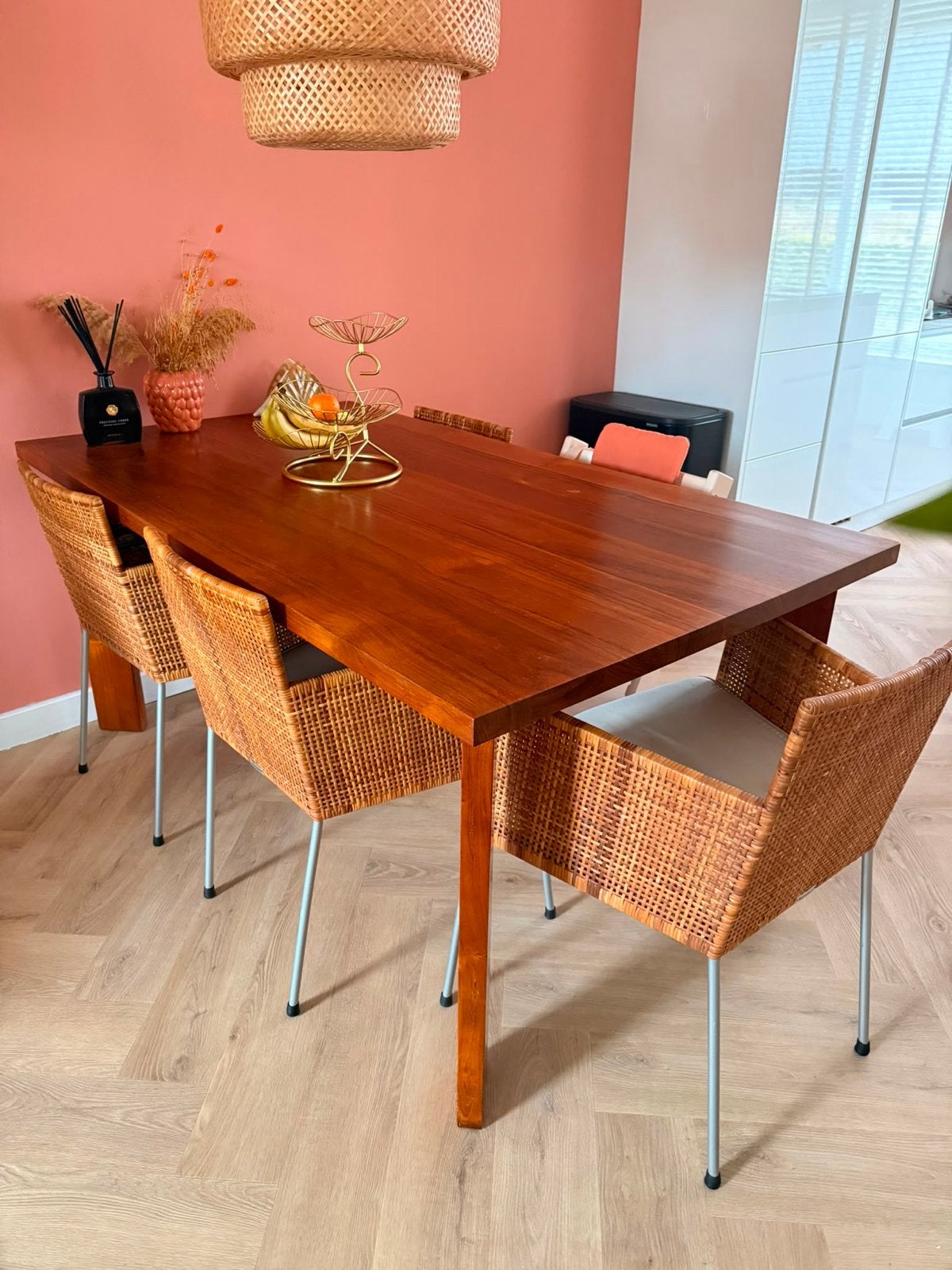 Massief (teak)houten eettafel 170x95 cm, Huis en Inrichting, Tafels | Eettafels, Ophalen, Gebruikt, Teakhout, 50 tot 100 cm