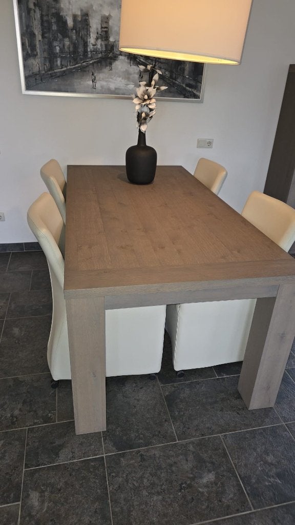 eettafel eikenhout greywash, Ophalen, Gebruikt, Eikenhout, 200 cm of meer