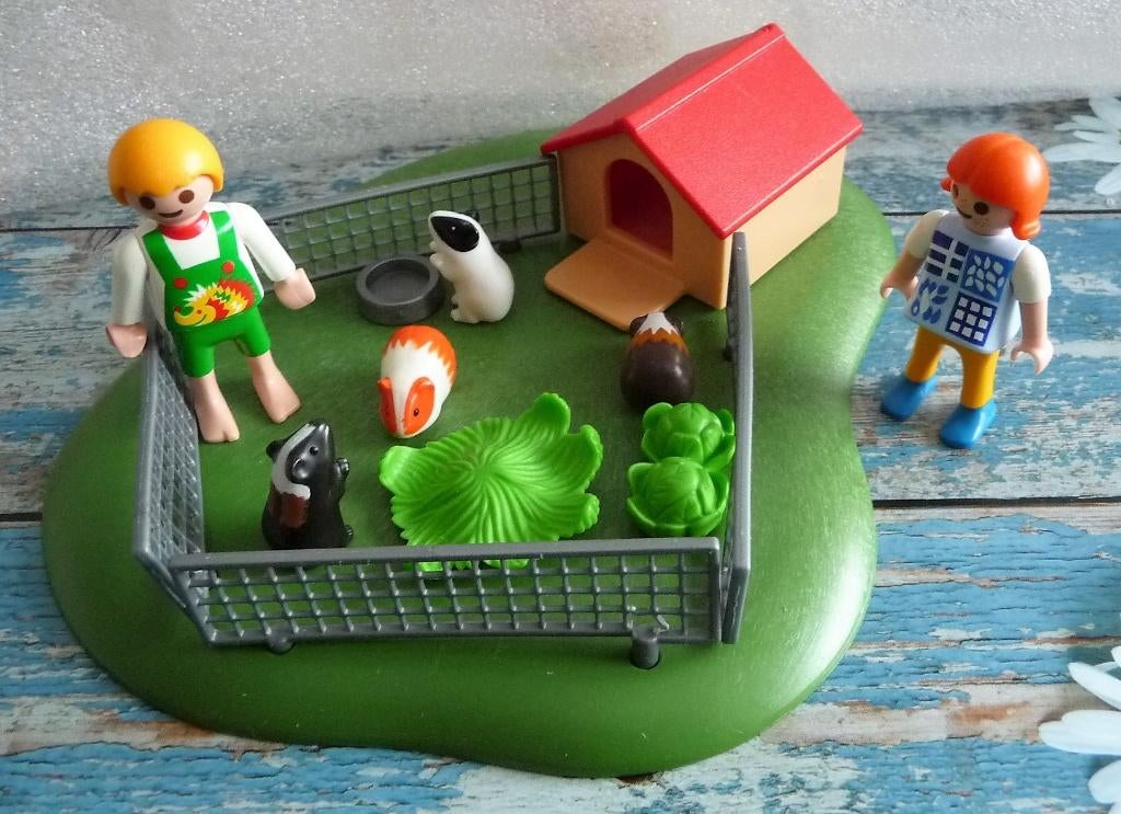 4 SETS PLAYMOBIL KONIJNEN HOK 4491 KIPPENHOEK 4492 EN MARMOT, Kinderen en Baby's, Speelgoed | Playmobil, Zo goed als nieuw, Complete set