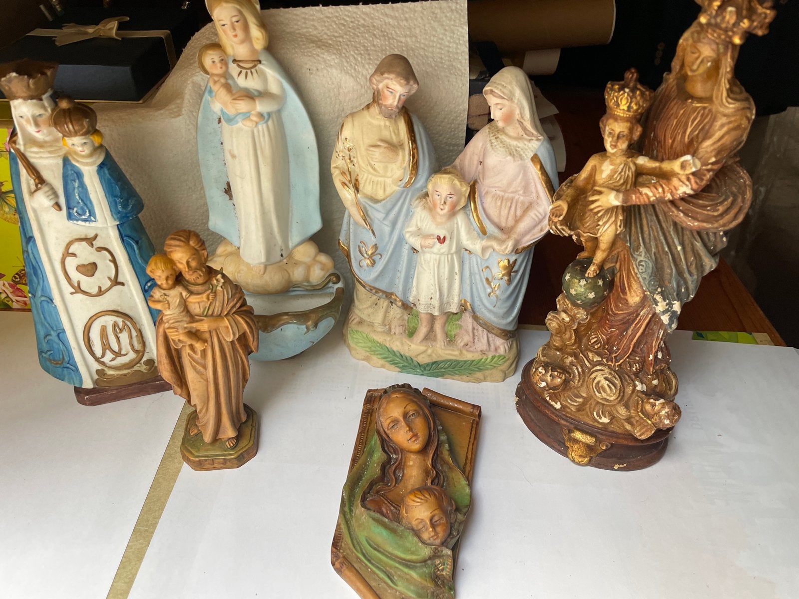 Collectie religieuze beelden - Maria, Jozef en Jezus, Antiek en Kunst, Ophalen
