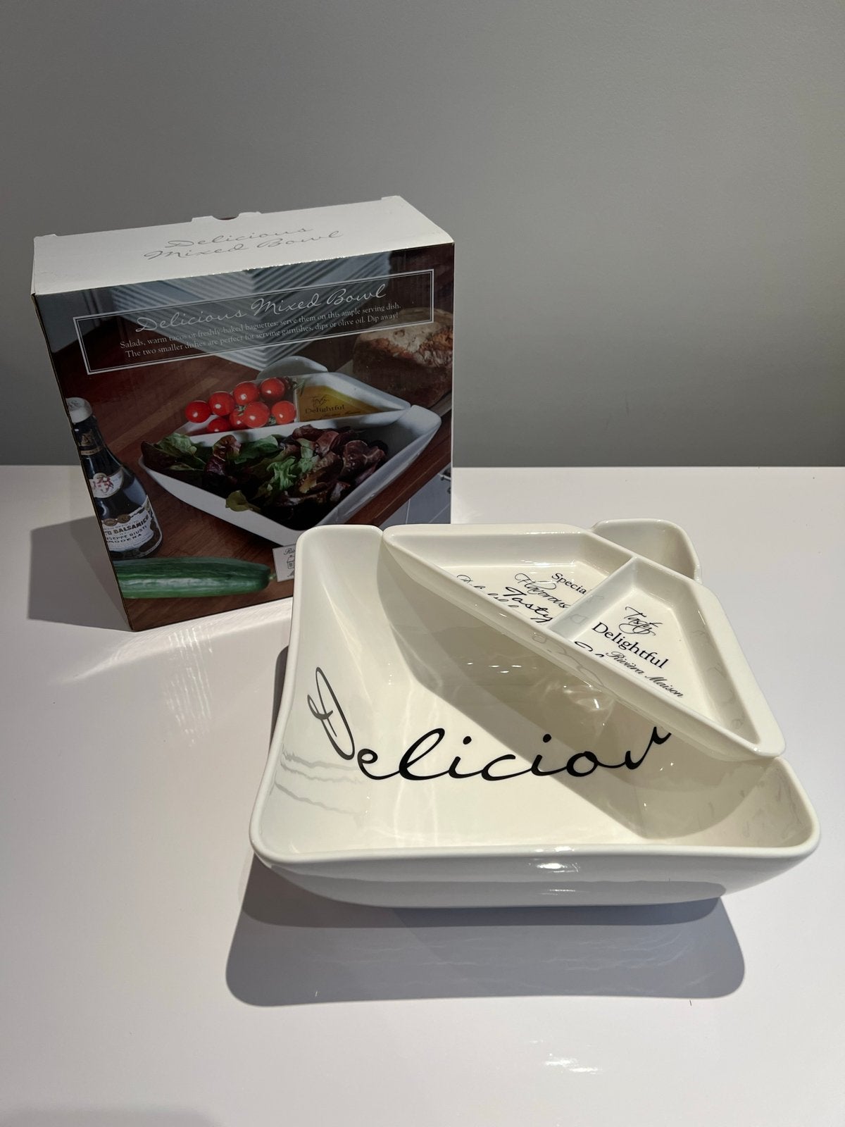 Rivièra Maison Delicious Mixed Bowl met 2 sauskommen, Overige merken, Keramiek, Landelijk/Boerenbont, Nieuw