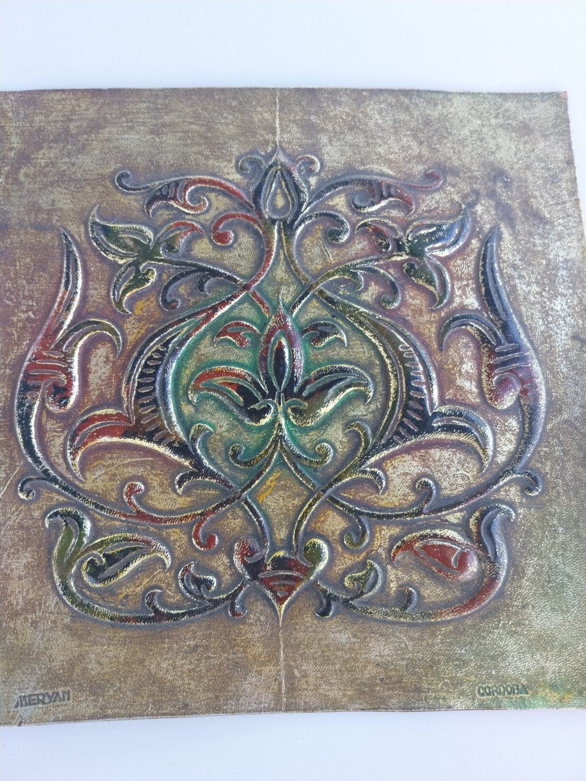 Leren wandpaneel van Meryan uit Cordóba, Antiek en Kunst, Ophalen of Verzenden