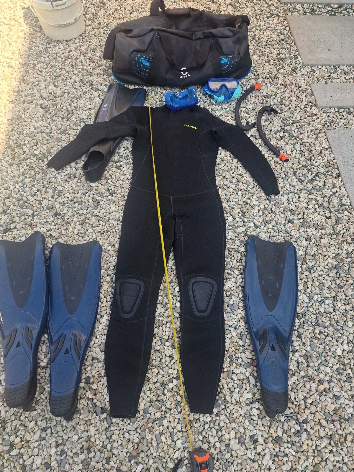 Duikuitrusting: Duikpak, vliezen, duikbril, snorkel en tas, Ophalen of Verzenden, Duikpak