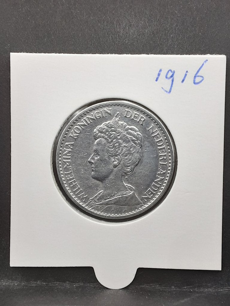 1 gulden 1916 Koningin Wilhelmina, 1 gulden, Verzenden, Zilver, Koningin Wilhelmina