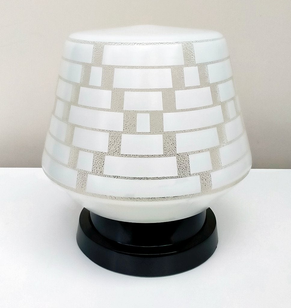 Antiek Glazen Jugendstil Thabur Lamp Bollamp Plafondlamp, Plafondlamp, E27 (groot), Ophalen of Verzenden, Glas