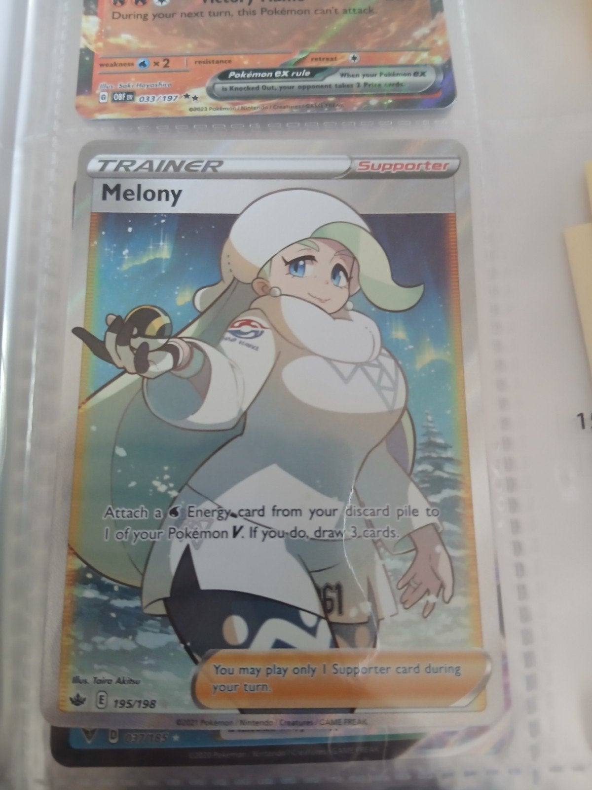 Melony Full Art Trainer Supporter Pokémon Kaart (195/198), Hobby en Vrije tijd, Verzamelkaartspellen | Pokémon, Ophalen, Zo goed als nieuw