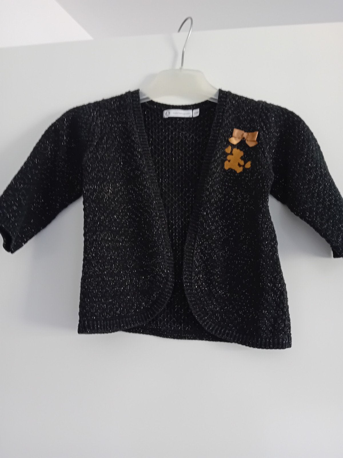 Lulu Castagnette vestje met gouden print en glitters (74-80), Ophalen of Verzenden, Zo goed als nieuw, Lulu castagnette, Truitje of Vestje