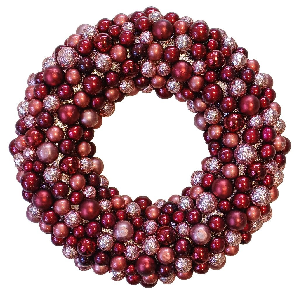 Kerstkrans rood/roze – D 33 cm – NIEUW, Ophalen, Nieuw