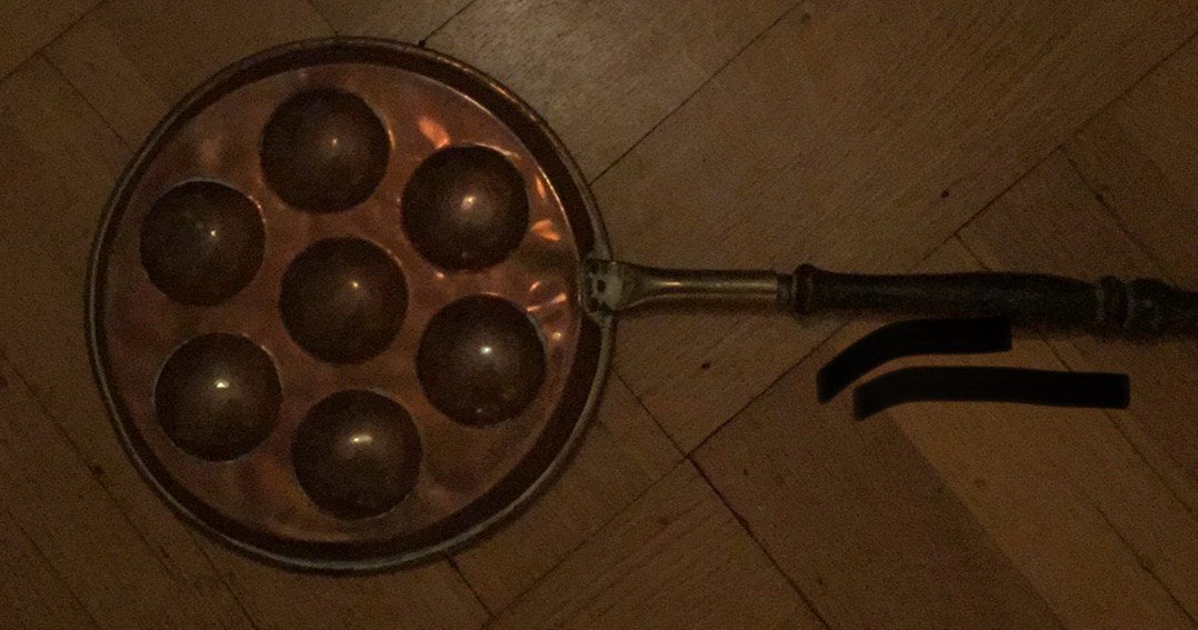 Koperen poffertjespan poffertjes pan antieke antiek koper, Ophalen of Verzenden