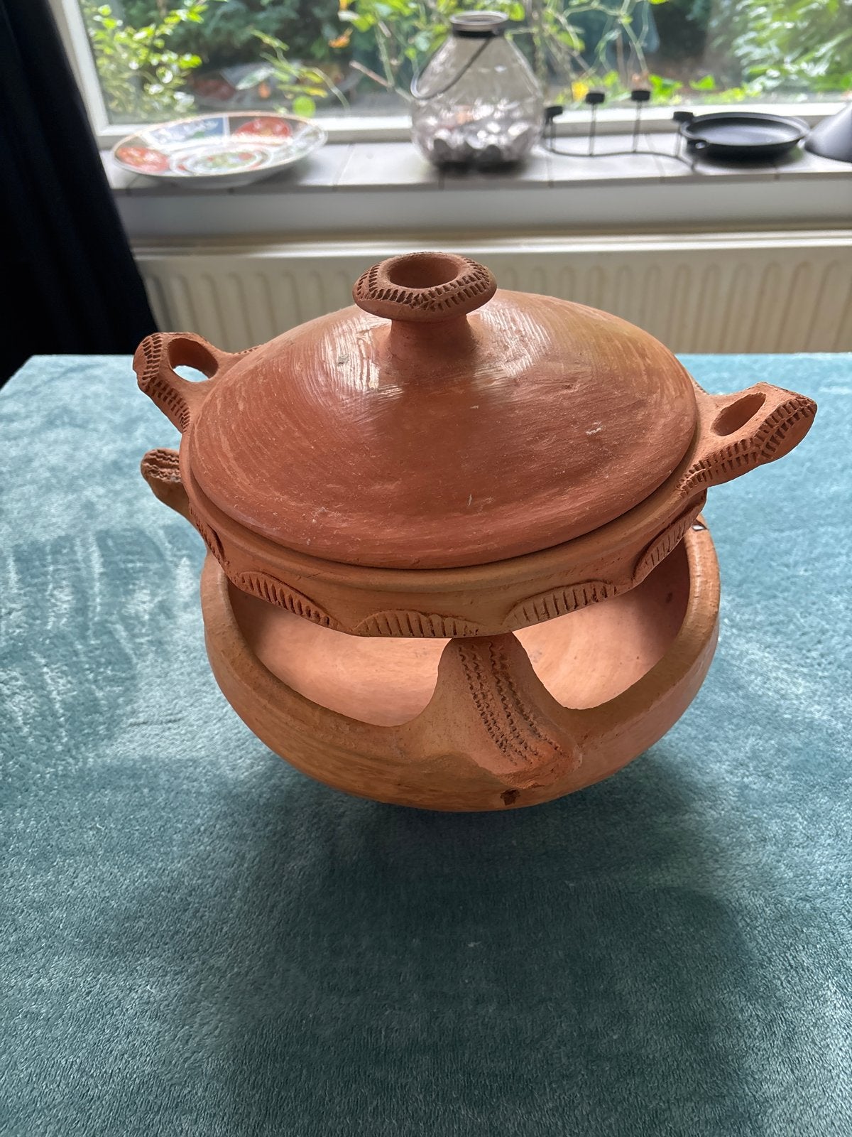 Aardewerken Tajine en vuurschaal met kleine reparatie, Antiek en Kunst, Ophalen