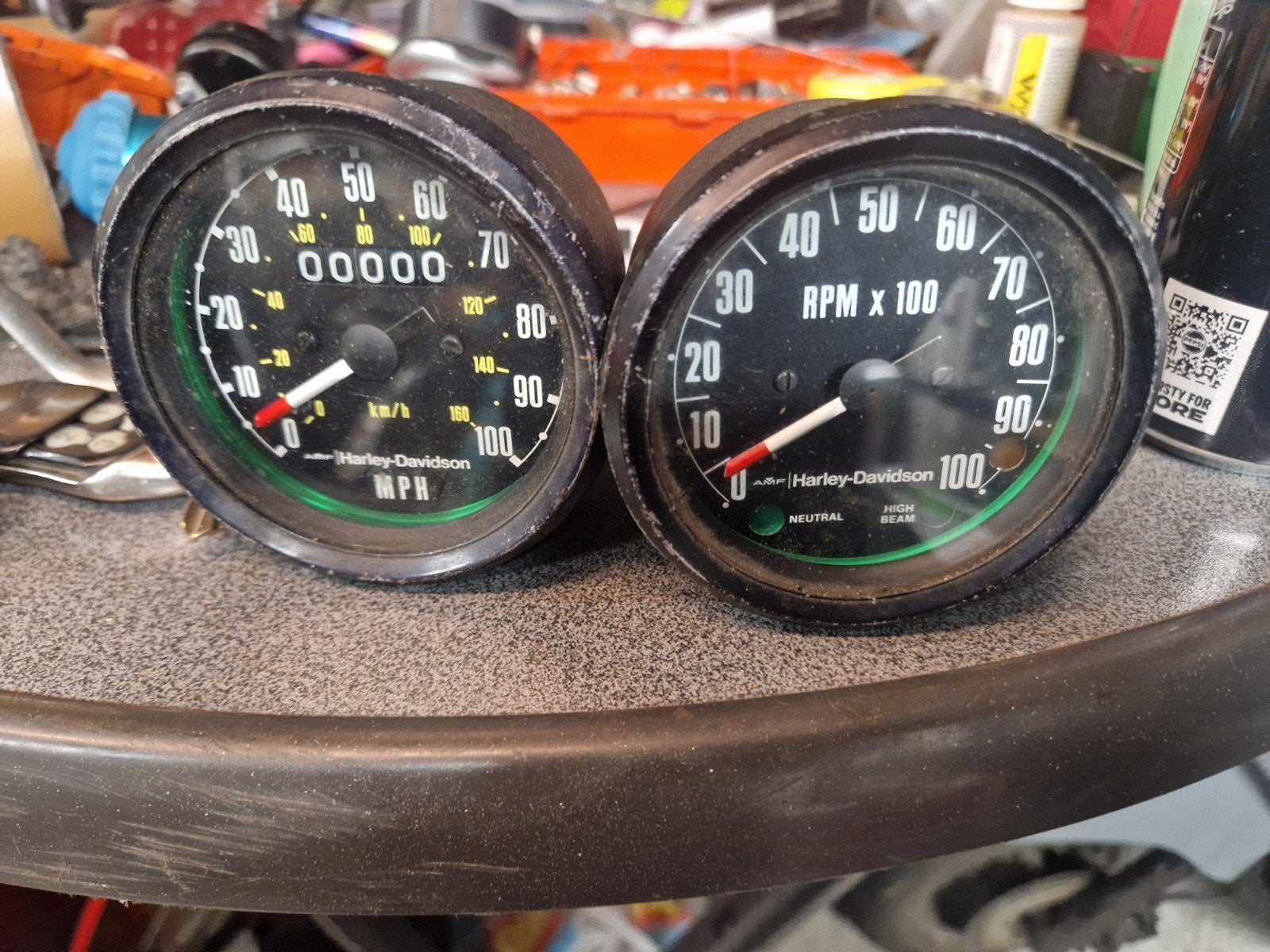 oude km en toerenteller harley davidson., Motoren, Ophalen of Verzenden, Gebruikt