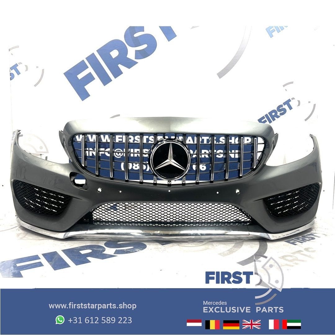 W205 GT AMG VOORBUMPER C KLASSE BUMPER + PANAMERICANA GRIL o, Gebruikt, -, Voor, Ophalen of Verzenden