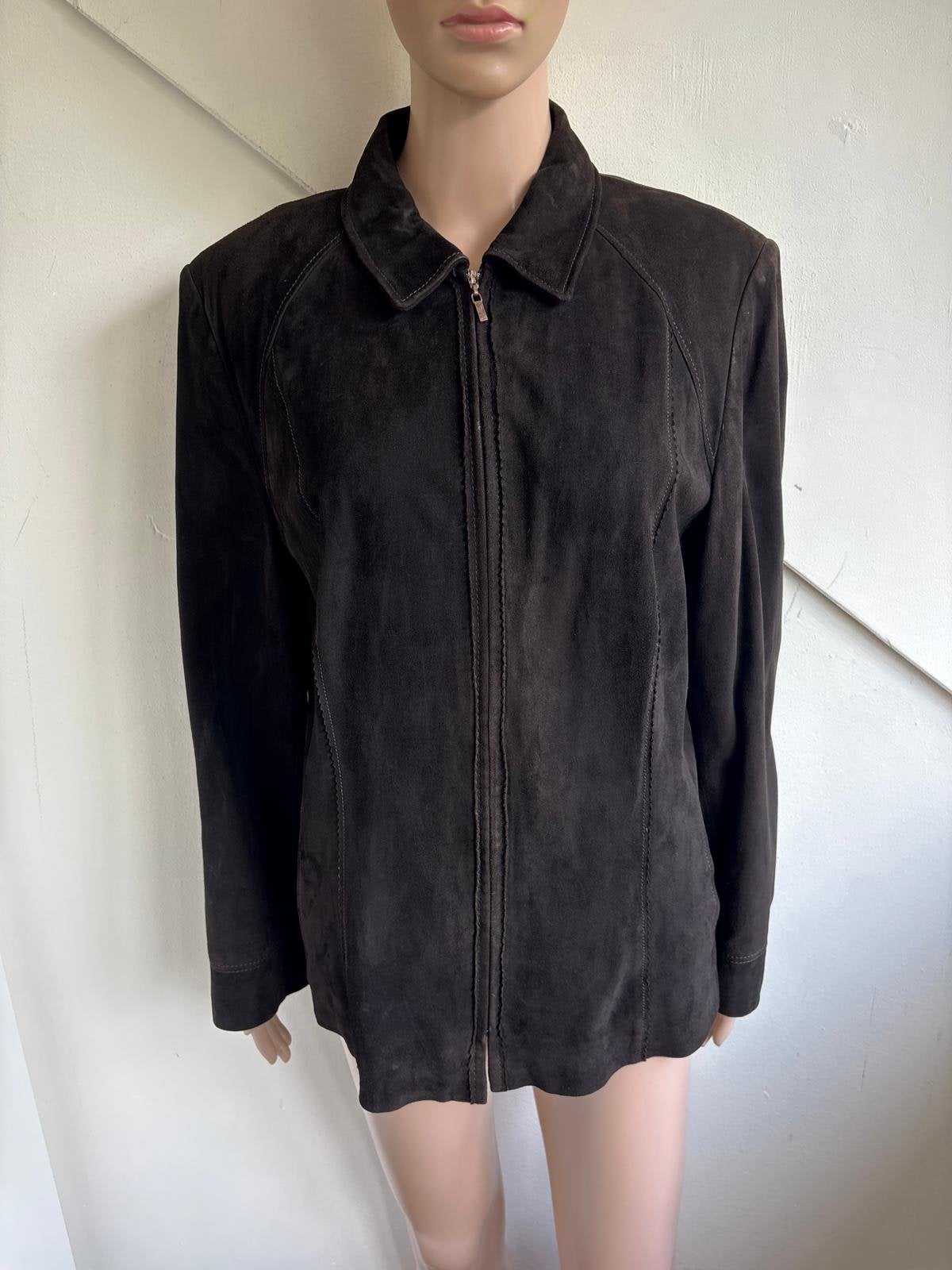 Gerry Weber suede leren jas bruin maat 44 leer, Ophalen of Verzenden, Zo goed als nieuw, Maat 42/44 (L), Bruin