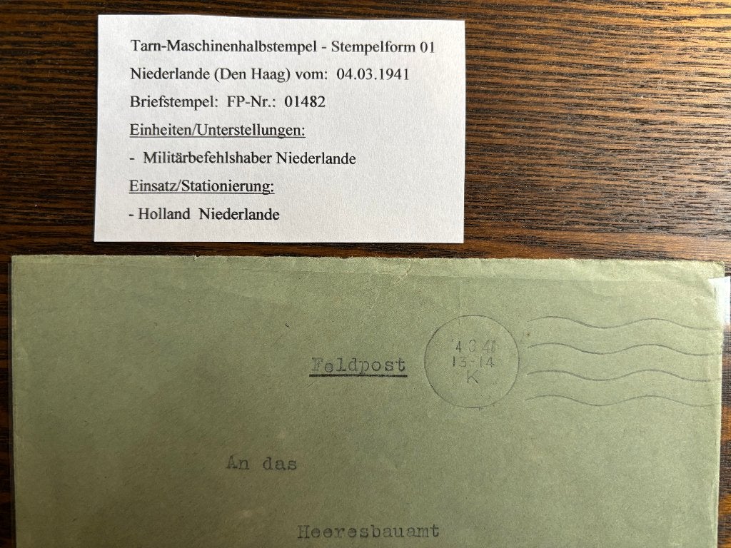 Duitse Feldpost in bezet NL in WO2, officier, via Den Haag, Verzenden, Envelop