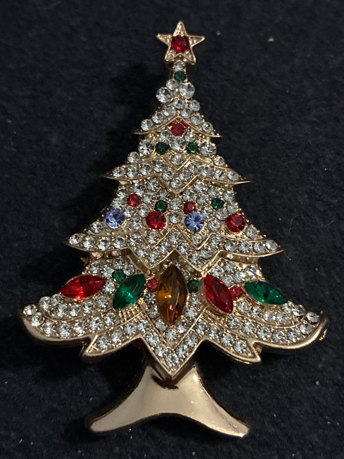 Kerstboom Broche met Strass en Gekleurde Stenen, Overige materialen, 4 tot 7 cm, Ophalen of Verzenden, Zo goed als nieuw