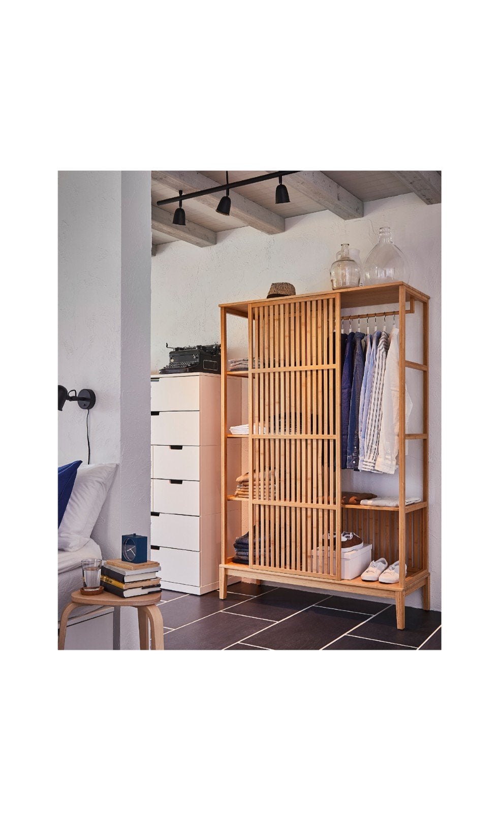 IKEA NORDKISA Open kledingkast - Bamboe - Zo goed als nieuw, 100 tot 150 cm, Met plank(en), Ophalen of Verzenden, Zo goed als nieuw
