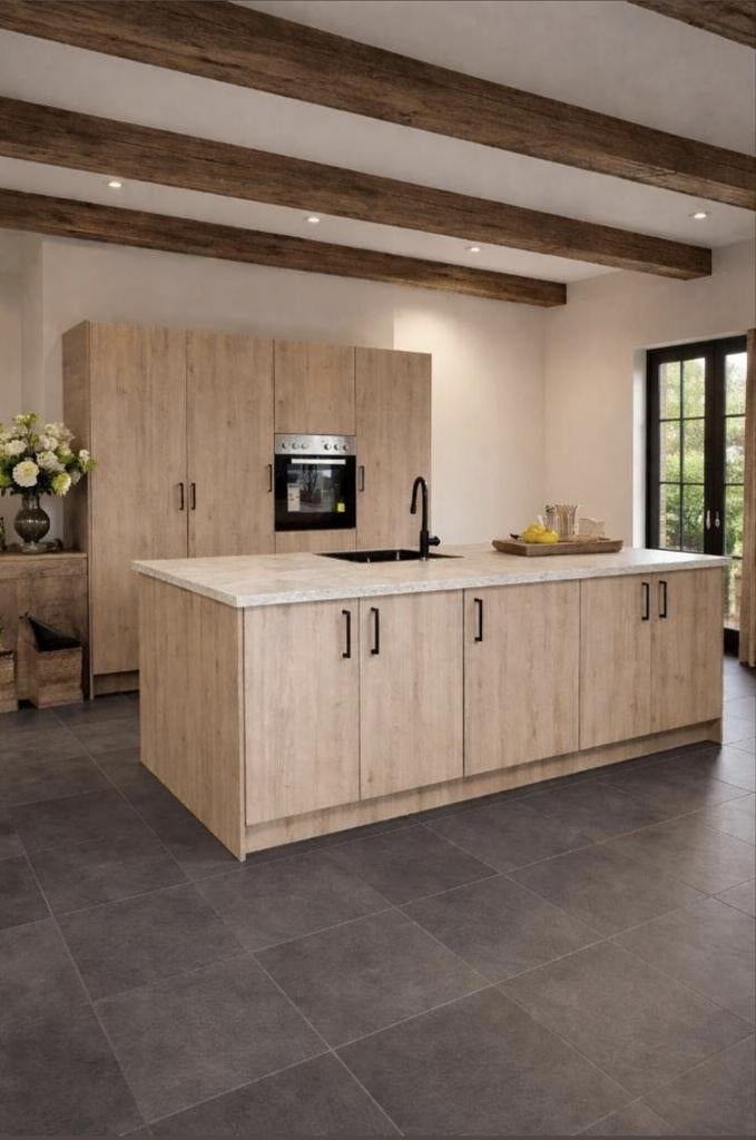 Luxe keuken met kookeiland direct van de fabriek, Bruin, Overige typen, Nieuw, Ophalen of Verzenden