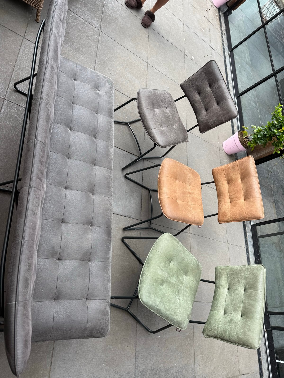 Henders & Hazel bankje met 3 stoelen microveze, Ophalen, Overige kleuren, Drie, Zo goed als nieuw